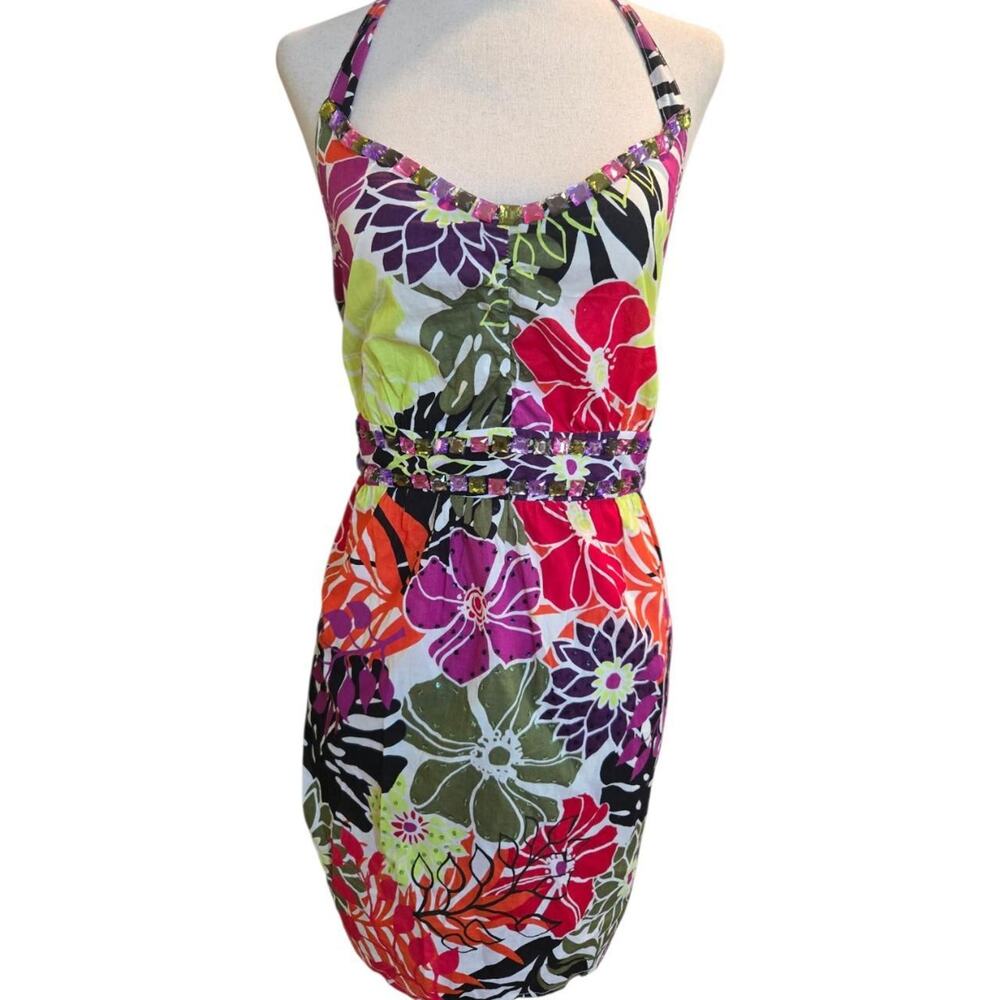 Y2k tropical rhinestone halter